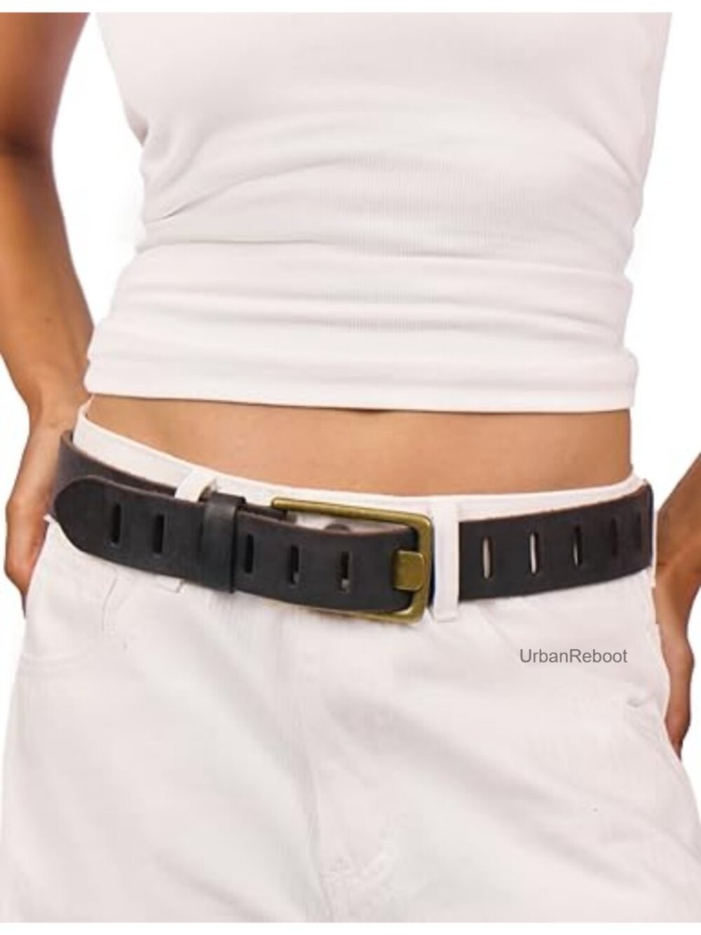 Full Grain Leather Belt for Jeans Western Cowgirl 1.57" Adjustable
